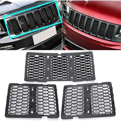 For Jeep 1set Black ABS Plastic Mesh Grille Insert Kit Front Grill Cover For Grand Cherokee 2014-2016