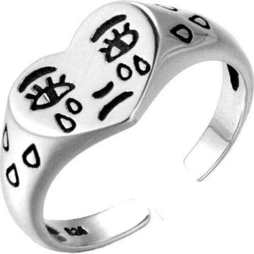 Creative Sad Expression Ring INS Net Red Personality Retro Old Girl Crying Love Open Ring Modern Fashion Women Jewelry
