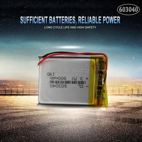 1pc 3.7V 800mAh 603040 Li-ion Lipo Battery Lithium Polymer Battery Lipo cells For Speaker Alarm GPS MP3 MP4 Toy DIY