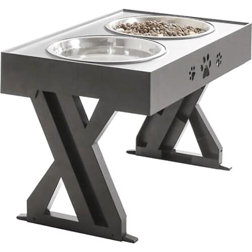 Dog Food Bowl Tray Good Quality Non-slip Anti-spill Adjustable Height Stainless Steel High Capacity Pet Supplies