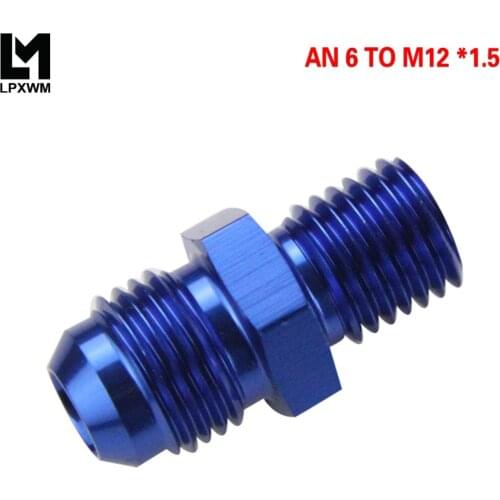 LPXWM- Blue Male 6AN 6 An Flare To M12x1.5(mm) Metric Straight Fitting AN 6 To M12 *1.5 Port. Adapter LPXWM-SL816-06-123-011