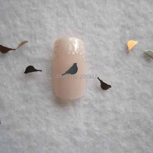 MS284-1 100pcs Silver Cute Pigeon Metal Sticker Nail Art Metal Sticker Nail Art Decoration Non-adhesive Sticker