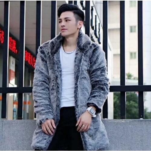 Winter thicken warm faux fur coats mens leather jacket slim turn-down collar outerwear men marten overcoat thermal plus size 6XL