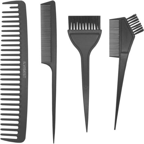 4 Pack Hair Brush Set, 8 Inch Large Wide Tooth Detangling Comb ,Rat Tail Comb for Wet Dry Straight Curly Hair, Hair Dyeing Brush