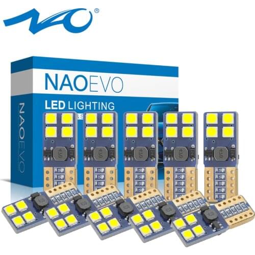 NAO W5W T10 led Bulb 12V LED Auto 3030 SMD Chips 6000K Halogen yellow Car light License plate light White Amber Red Crystal Blue