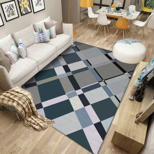 Nordic Geometric Carpet for Living Room Bedroom Anti-slip Printing Floor Mat Fashion Bathroom Decorative Area Rug