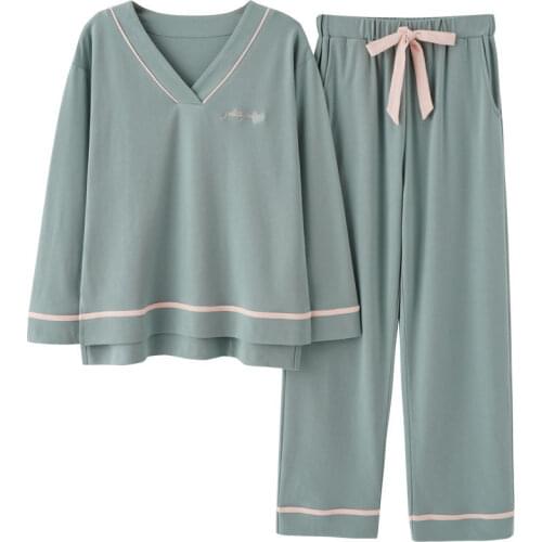 Pajamas For Women Cotton Pajamas Set Korean Clothes Womens Home Clothes Lounge Wear Pijama Hombre Long Sleeve Pyjamas Women