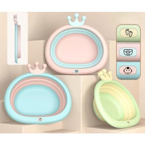 GURET Portable Folding Bucket Plastic Basins Eco-friendly Baby Folding Basins Bathtub Bathroom Accessories Home Baby Tubs Bath
