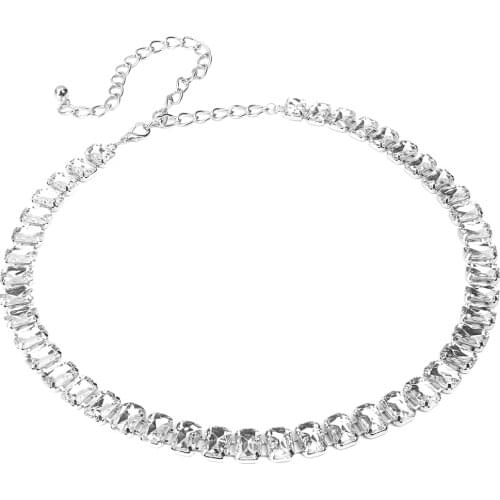 Womens Bling Rhinestone Crystal Sliver Chain Belt Dress Hip Waist Belts