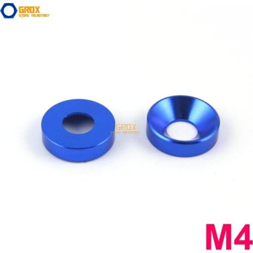 25 Pieces M4 Royal Blue Aluminum Washer Countersunk Flat Head Screw Washer