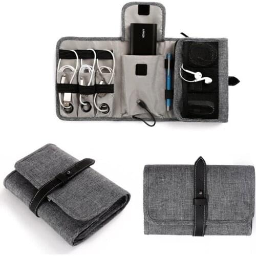 Travel Organizer Bag, Electronic Accessories Cable Roll-Up Pouch Portable Gear Storage Carrying Case for Charger Cords SD Cards