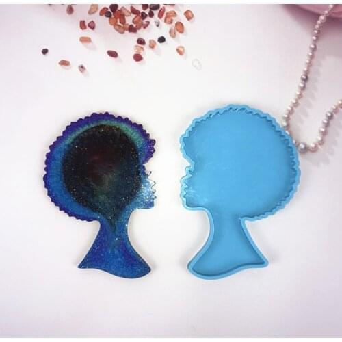 Super Glossy Woman Head Epoxy Resin Mold Keychain Casting Silicone Mould DIY Crafts Pendant Making Tool
