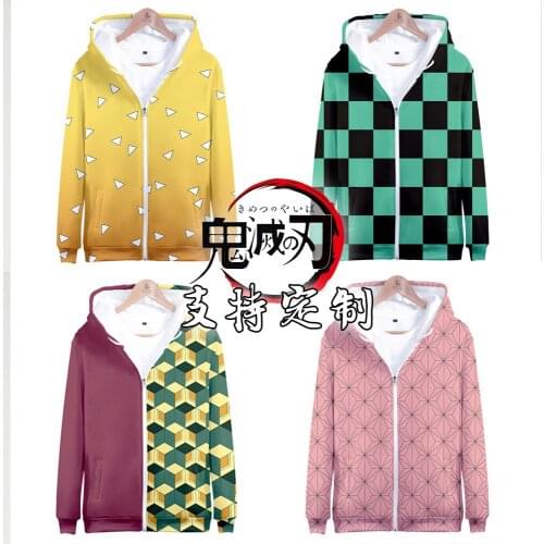Anime Demon Slayer: Kimetsu No Yaiba Hoodie Sweatshirts Women Men Coat Zipper Pollover
