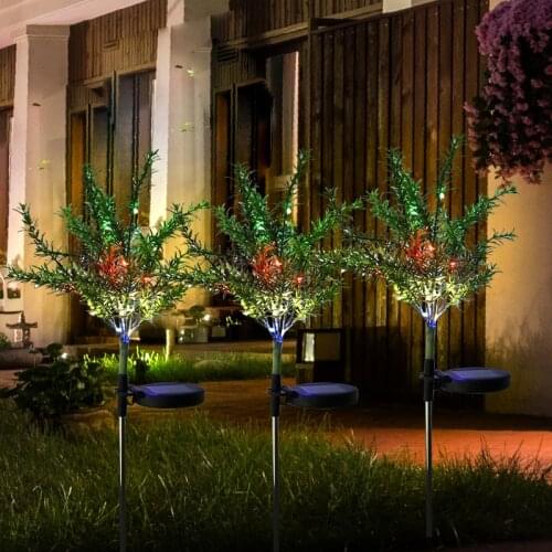 2 Pack Solar Garden Light Outdoor Multi-Color Changing Solar Flickering Tree Light Solar Stake Light For Garden Patio Yard Lawn