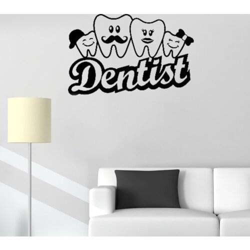 Vinyl Art Dentist Teeth Family Wall Sticker Dental Office Clinic Washroom Bathroom Decor Wall Stickers Removable Wallpaper LC291