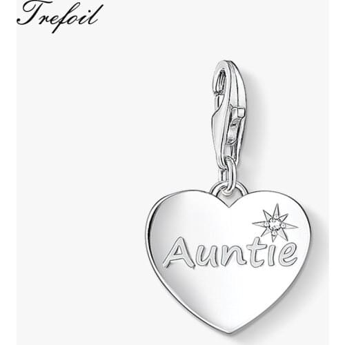 Aunite Heart Charm Pendant 2019 Winter Fashion Jewelry 925 Sterling Silver Trendy Gift For Women Fit Bracelet