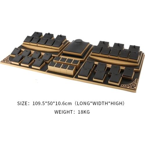 Gold Edge Black Brushed Multifunction Jewelry Display Tray Earring Necklace Bracelet Ring Showcase Jewellery Organizer Stand