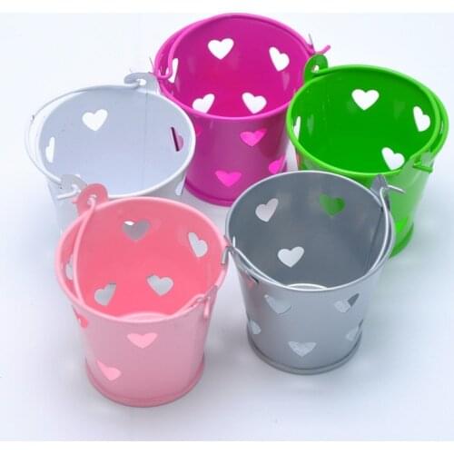 10X White Laser Cut Wedding Candy Box Sweet Gift Hollow Heart Mini Cute Colorful Wedding Tin Candy Buckets Colored Metal Buckets