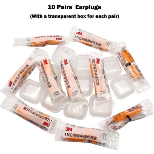 20pcs Authentic 3M1100 Anti-noise Elastic Earplugs Noise Reduction Foam Soft Corded Ear Plug Travel Protective Earmuffs with Box