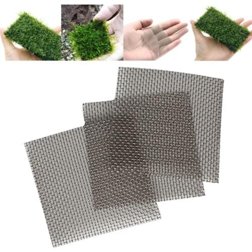 5Pcs Fish Tank Water Grass Plants Fixed Net OrnamentsStainless Steel Square Shape Wire Mesh Pad Aquarium Supplies, 8x8cm