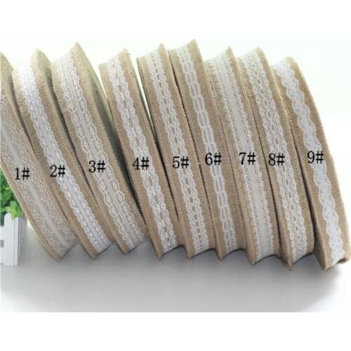 5cm Width x 20 Meter Long Jute Burlap Natural Hessian Ribbon With Lace Trim Edge Wedding Rustic Vintage U