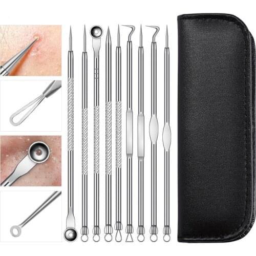 9PCS Acne Blackhead Remover Needle Stainless Steel Face Skin Care Tools Face Massage Pore Pimple Extractor Deep Cleana Needles