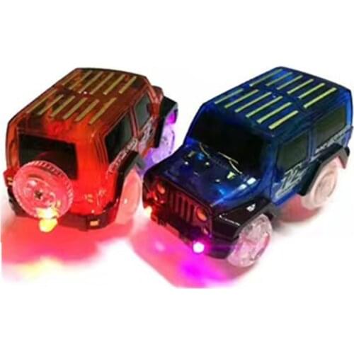 LED light up Cars for Glow Race Track Electronic Car Toy Flashing Kid Railway Luminous Machine Track Car brinquedos