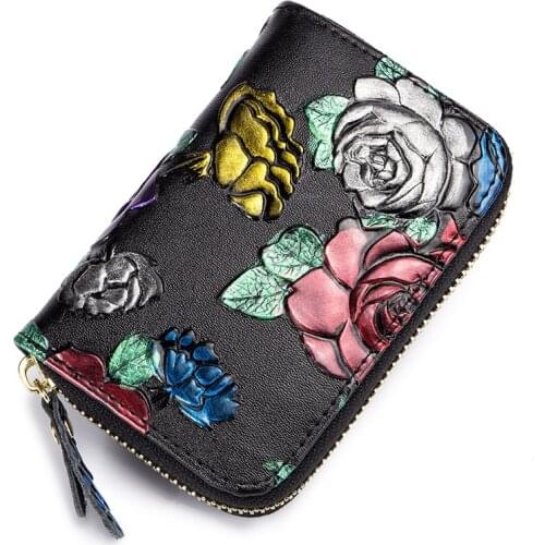 Card holder item organizer female girl zipper wallet coin purse money bag billetera genuine leather concise pouch new
