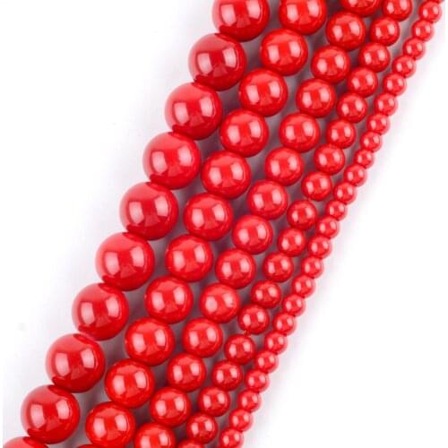Wholesale Natural Stone Beads Dark Red Coral Round Charm Loose Beads For Jewelry Making 4mm-12mm Pick Size Diy Bracelet 15"