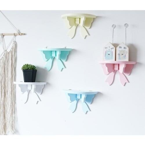 Nordic Style Wooden Bows Shelf For Baby Kids Room Decorations Wall Shelves Storage Rack Organizer Holder Clapboard Photo Props