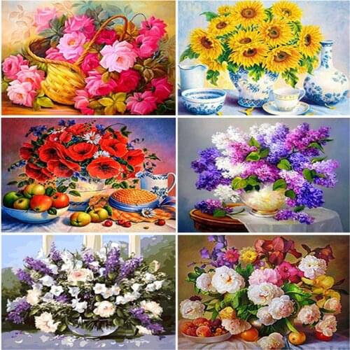 DIY 5D Diamond Painting Full Square Round Drill Mosaic Diamont Embroidery Rhinestones Flowers Cross Stitch Art Home Decor Gift