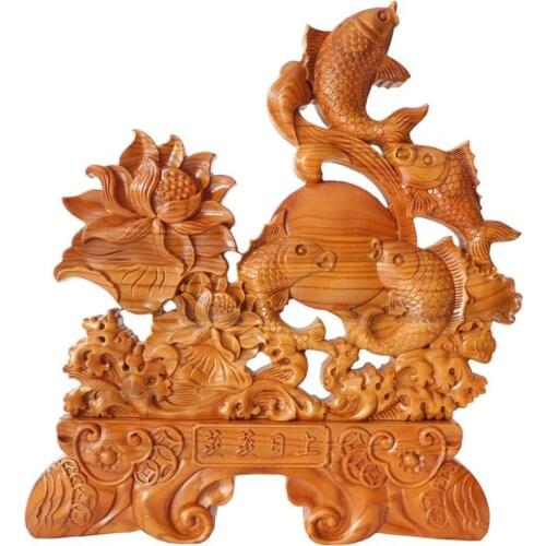 Long Yi peachwood ornaments on the upgrade year after year 04-06 rich fish to help transport the woodcarving decoration Home Fur