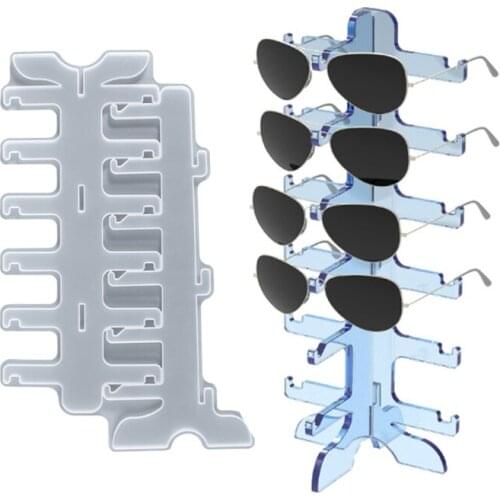 E56A Spectacle Frames Epoxy Resin Casting Mold Sunglasses Holder Silicone Molds for DIY Glasses Racks 6 Layers Stand