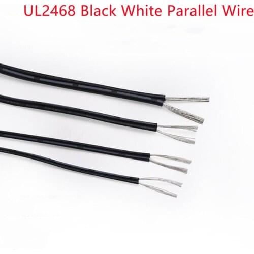 UL2468 PVC Two-Core Black White/Black Red/Transparent 2P Parallel Wire Tinned Copper Stranded Electronic Cable 16 18 20 22 24AWG