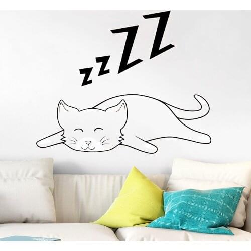 Lazy cat cartoon kitty sleep cute Premium Vector Removable Vinyl Wall Decoration Art Decals Mural Vinyl Removable FB-102