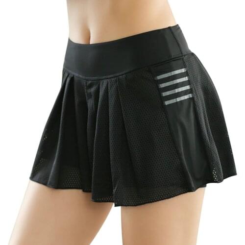 Summer Women Yoga Clothes Fake Two Piece Skirt Breathable Stretch Tennis Running Quick Dry Anti-light Skorts Badminton Shorts