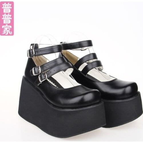 Princess sweet lolita shoes Japanese spring and autumn cos anime shoes punk super high heel muffin slope fashion women pu9633