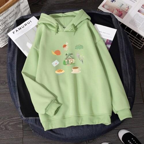 Kawaii Cartoon Hoodie Harajuku Pullover Hoody Ladies Oversize Soft Sweatshirts for Women E Girl Clothes Aesthetic Cute Tracksuit