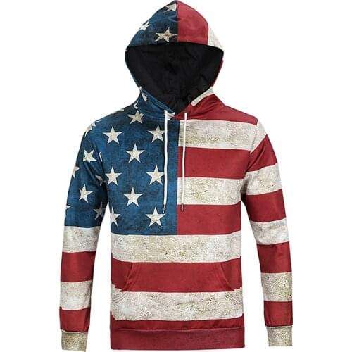 Rocksir North America Fashion Men Women 3d Sweatshirts Print USA Flag Stars Stripped Hoody Quality Hoodies with Cap Hooded Tops