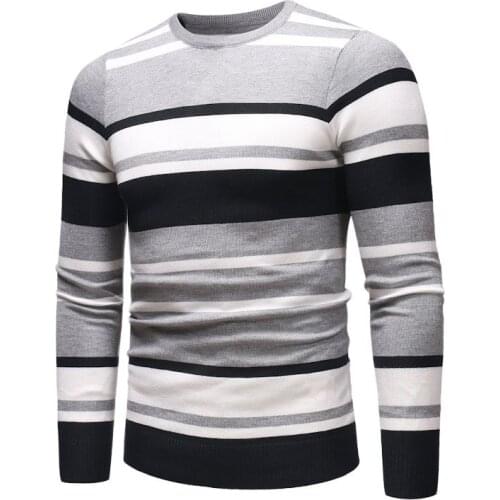 2021 Autumn winter Mens Sweater O-Neck Striped Slim Fit Knittwear Mens casual Sweaters Pullovers Pullover Men Pull Homme M-3XL