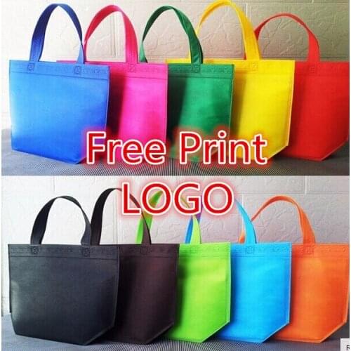 500PCS/LOT Single Color LOGO Free Printing Non-woven Gift Bag Packaging Bag 10 Color Option