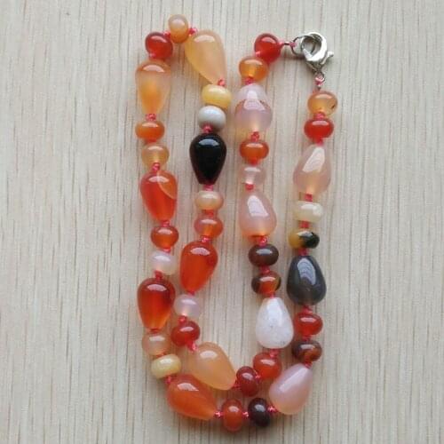 2016 new fashion hot selling high quality natural red onyx stone water drop beads pendants & necklace jewelry free shipping