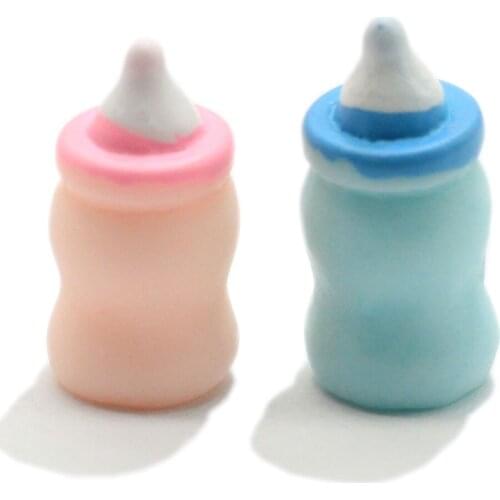 New Arrive Assorted Pastel Baby Blue Pink Color Feeder Bottle Dolls Resin Feeding Bottle Craft For Hair Bow Center Decor DIY