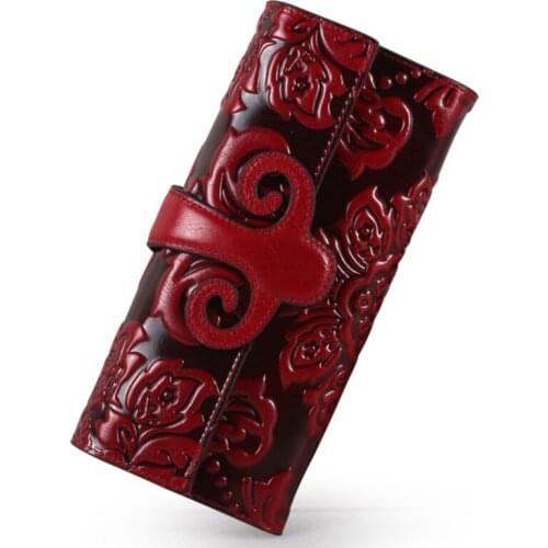 New Leather Wallet Woman Temperment Banquet Hand Take Long Fund Atmosphere Genuine Leather Wallet Portfel Purse Evening Bag