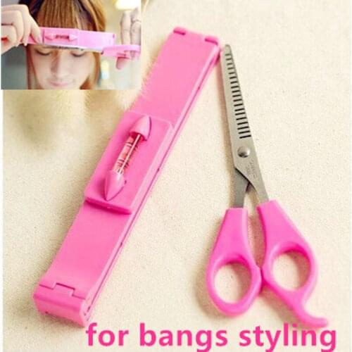 Hairstylist Bangs Hair Cutting Clip Comb + hair Bangs Scissors Hair style styling cutting hairdressing Trimmer scissors shears