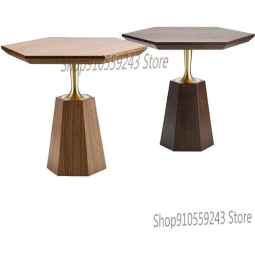 Movable Nordic Designer Side Table Hexagonal Solid Wood Light Luxury Small Coffee Table Sofa Side Table Living Room Personality