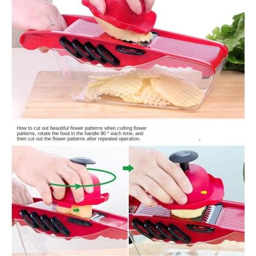 Portable Vegetable Chopper Cutter Slicer 6-1 Veggie Manual Mandoline Multi Chopper
