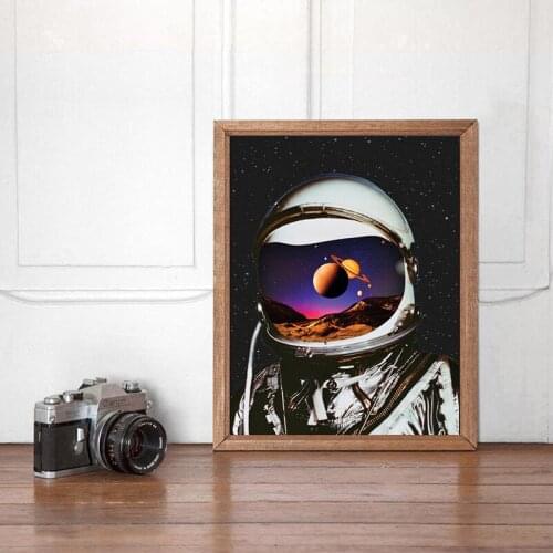Astronaut Space Man Poster Print Boys Gift Surrealism Universe Space Man Vintage Painting Picture Bedroom Wall Art Decor