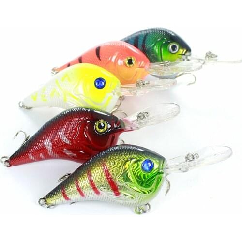 KKWEZVA 5pcs Fishing Lure Deep Swimming Crankbait 9.5cm11.4g Hard Bait 5 Colors Available Tight Wobble Fishing Tackle