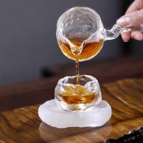 Japanese Style Glass Teacup With Side Handle Transparent Teapot Teacups Fair Mug Office Drinkware Kung Fu Tea Set Accessories